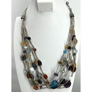 Cookie Lee Multi-Strand Beaded Necklace With Adjustable Chain & Colorful Beads V
